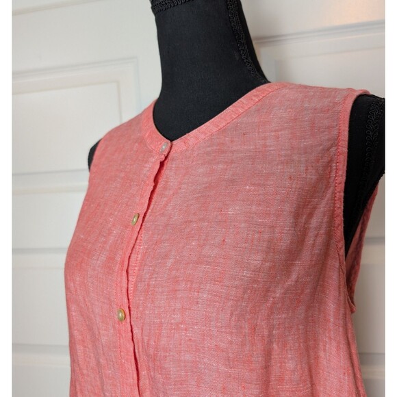 Christian Siriano Blouse 100% Linen Size M Pink Shirt Tunic Sleeveless EUC - Picture 3 of 8